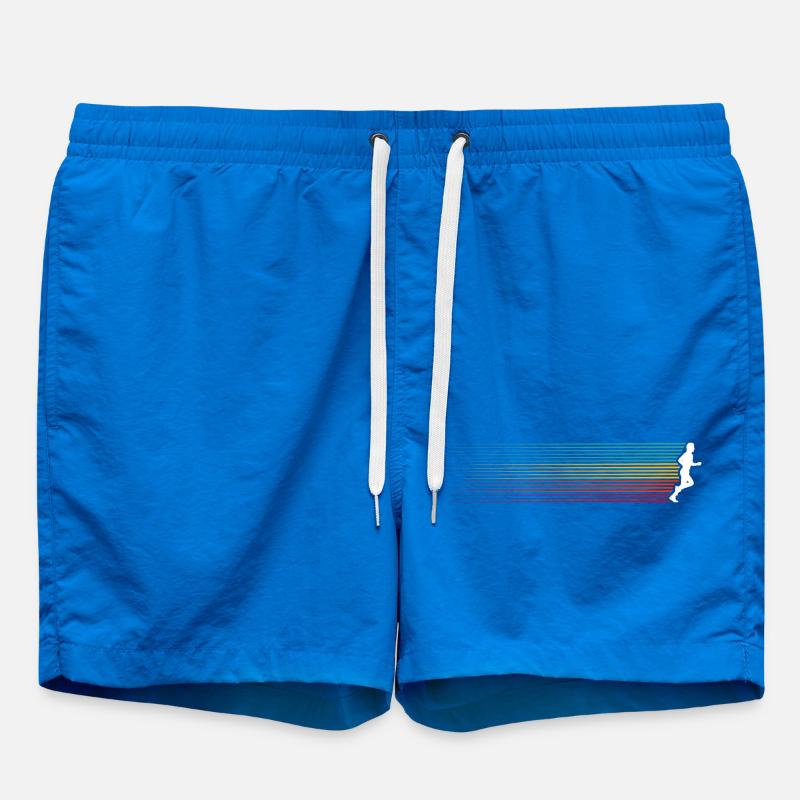 Rainbow Stripes Run Silhouette - Swim Trunks - cobalt blue