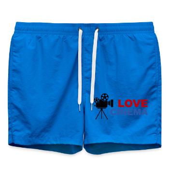Love Cinema Bold Red Blue Typography - Swim Trunks - cobalt blue - Front
