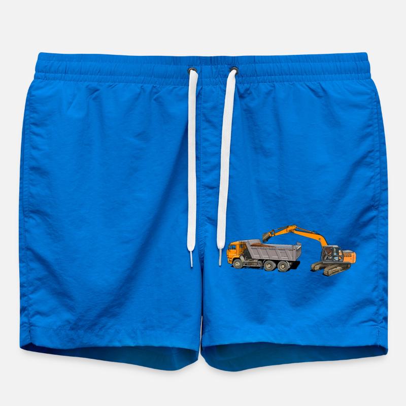 Excavator loads trucks - Swim Trunks - cobalt blue