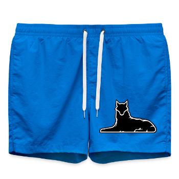 Minimalist Wolf Silhouette Design - Swim Trunks - cobalt blue - Front