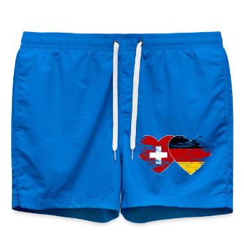 Switzerland Germany Flag used heart - Swim Trunks - cobalt blue - Front