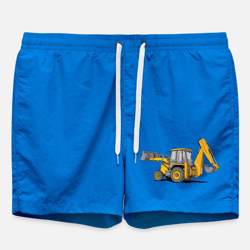Backhoe Loader Tractor - Swim Trunks - cobalt blue