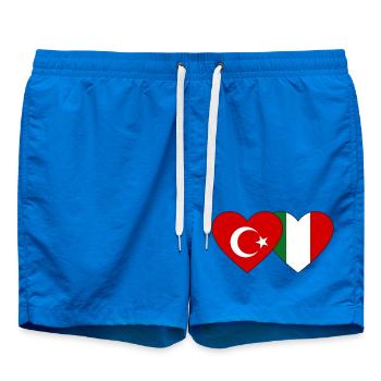 Turkey Italy Flag Heart - Swim Trunks - cobalt blue - Front