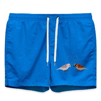 Winter Sparrows and Seeds heart - Swim Trunks - cobalt blue - Front