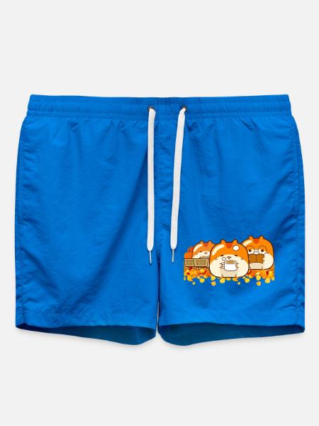 Herbst Hamster süße Kawaii Nagetiere mit Kürbis - Badeshorts - Cobalt blue