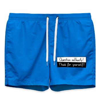 Question authority! Think for yourself! - Badeshorts - Cobalt blue - Vorne