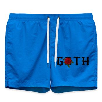 Goth Gothic Theme with a Red Rose - Swim Trunks - cobalt blue - Front