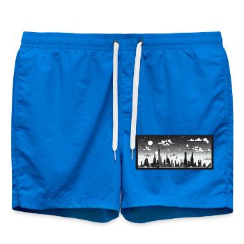 Manga Bande Dessinée Future City Skyline - Short de bain - cobalt blue - Devant