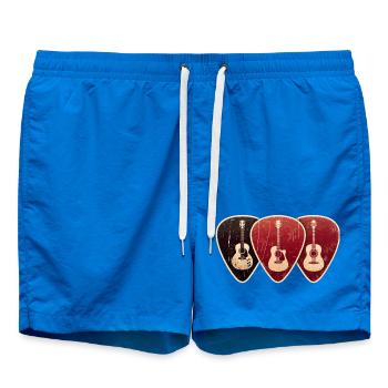 Vintage Design Guitar Picks Fan. - Swim Trunks - cobalt blue - Front