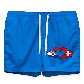 Croatia Switzerland Flag Hands Heart Shape Used - Swim Trunks - cobalt blue - Front