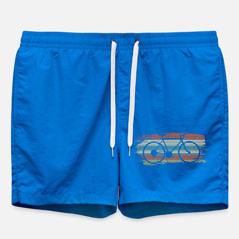 Rainbow Striped Bicycle - Swim Trunks - cobalt blue