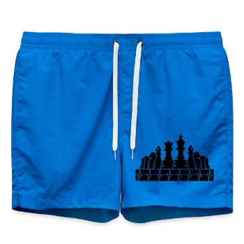 Herzschlag Schachbrett Schachfiguren Symbol icon - Badeshorts - Cobalt blue - Vorne