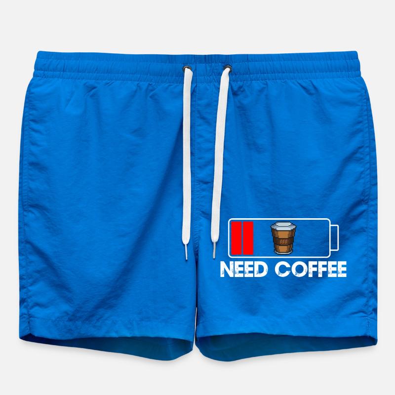 Low Battery Need Coffee - Swim Trunks - cobalt blue