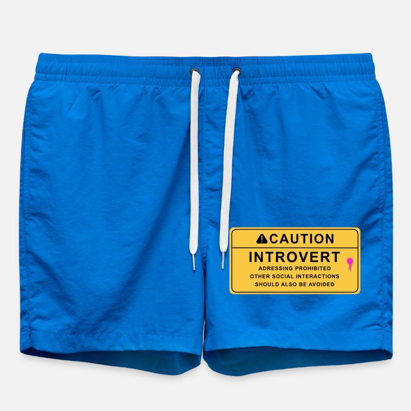 Caution Introvert - Swim Trunks - cobalt blue
