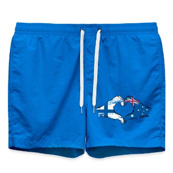 Finnland Australien Flagge Herzform used - Badeshorts - Cobalt blue - Vorne - AI Model Male 185 light (185cm)