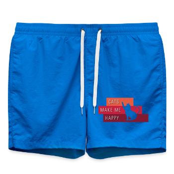 Les chats me rendent heureux - Typographie - Short de bain - cobalt blue - Devant