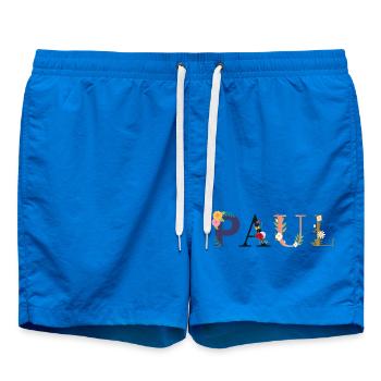 PAUL name decorated with flowers - Swim Trunks - cobalt blue - Front