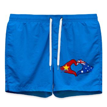 Vietnam Australia Flag Hands Heart Shape Used - Swim Trunks - cobalt blue - Front