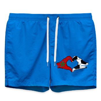 Drapeau de football du Maroc mains forme de coeur utilisé - Short de bain - cobalt blue - Devant - AI Model Male 185 light (185cm)