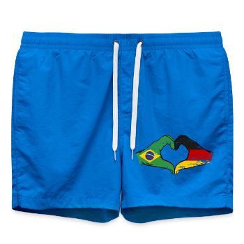 Brasilien Deutschland Flagge Hände Herzform used - Badeshorts - Cobalt blue - Vorne - AI Model Male 185 light (185cm)