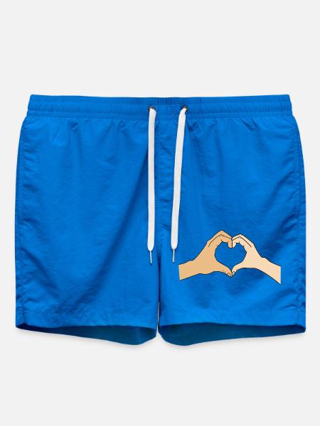 Heart hands – customizable for couples - Swim Trunks - cobalt blue