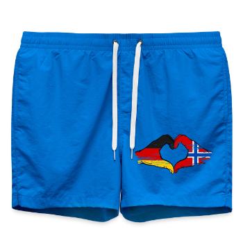 Deutschland Norwegen Flagge Hände Herzform used - Badeshorts - Cobalt blue - Vorne - AI Model Male 185 light (185cm)
