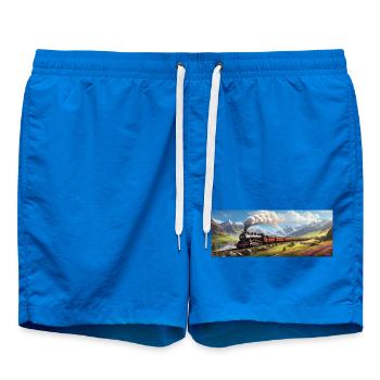 Train de chemin de fer nostalgique avec locomotive à vapeur - Short de bain - cobalt blue - Devant
