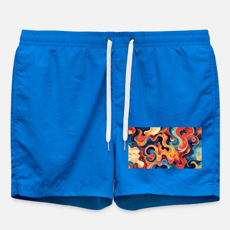 Vibrant Fluid Abstract Artwork - Swim Trunks - cobalt blue