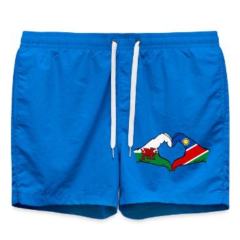 Wales Namibia Flag Hands Heart Shape - Swim Trunks - cobalt blue - Front