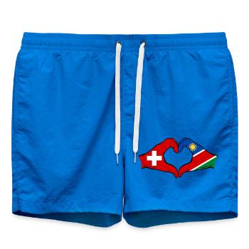 Switzerland Namibia flag hands heart shape - Swim Trunks - cobalt blue - Front