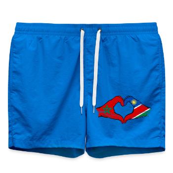 Morocco Namibia Flag Hands Heart Shape - Swim Trunks - cobalt blue - Front