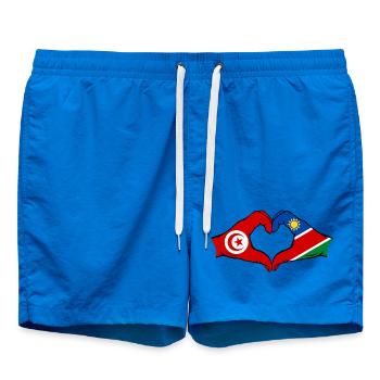 Tunisia Namibia Flag Hands Heart Shape Used - Swim Trunks - cobalt blue - Front