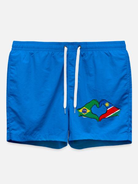 Brazil Namibia Flag Hands Heart Shape - Swim Trunks - cobalt blue