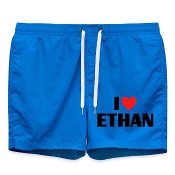 I love Ethan Rotes Herz Liebe Fan Geschenk - Badeshorts - Cobalt blue - Vorne