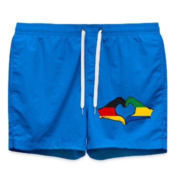 Germany Gabon Flag Hands Heart Shape - Swim Trunks - cobalt blue - Front