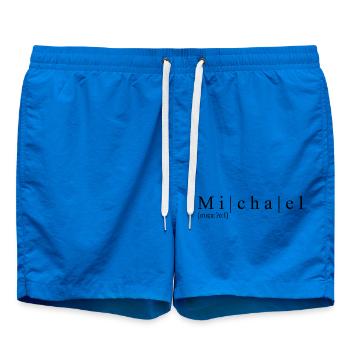 Nom : abstrait, typographique, blanc, Michael - Short de bain - cobalt blue - Devant