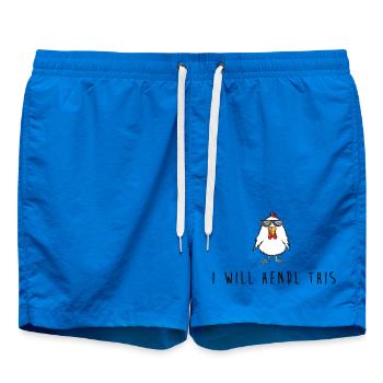 I will Hendl this – Funny pun chickens - Swim Trunks - cobalt blue - Front