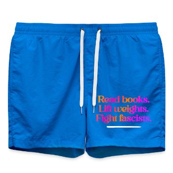 Read books. Lift weights. Fight fascists. - Badeshorts - Cobalt blue - Vorne