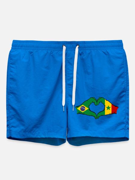 Brazil Senegal Flag Hands Heart Shape - Swim Trunks - cobalt blue