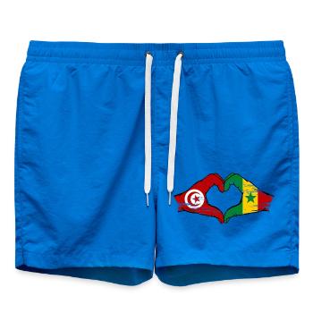 Tunisia Senegal flag hands heart shape used - Swim Trunks - cobalt blue - Front