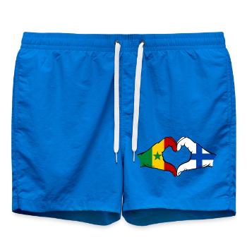 Senegal Finland Flag Hands Heart Shape - Swim Trunks - cobalt blue - Front