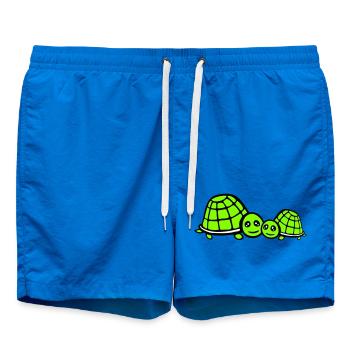 2 Turtles Mom Dad Child Family Love Cute - Swim Trunks - cobalt blue - Front