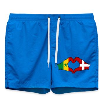 Drapeau du Sénégal Danemark Mains en forme de cœur - Short de bain - cobalt blue - Devant - AI Model Male 185 light (185cm)