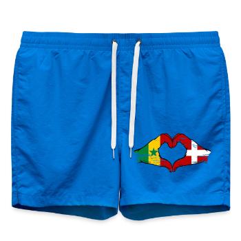 Drapeau du Sénégal Danemark, mains en forme de cœur, utilisé - Short de bain - cobalt blue - Devant - AI Model Male 185 light (185cm)