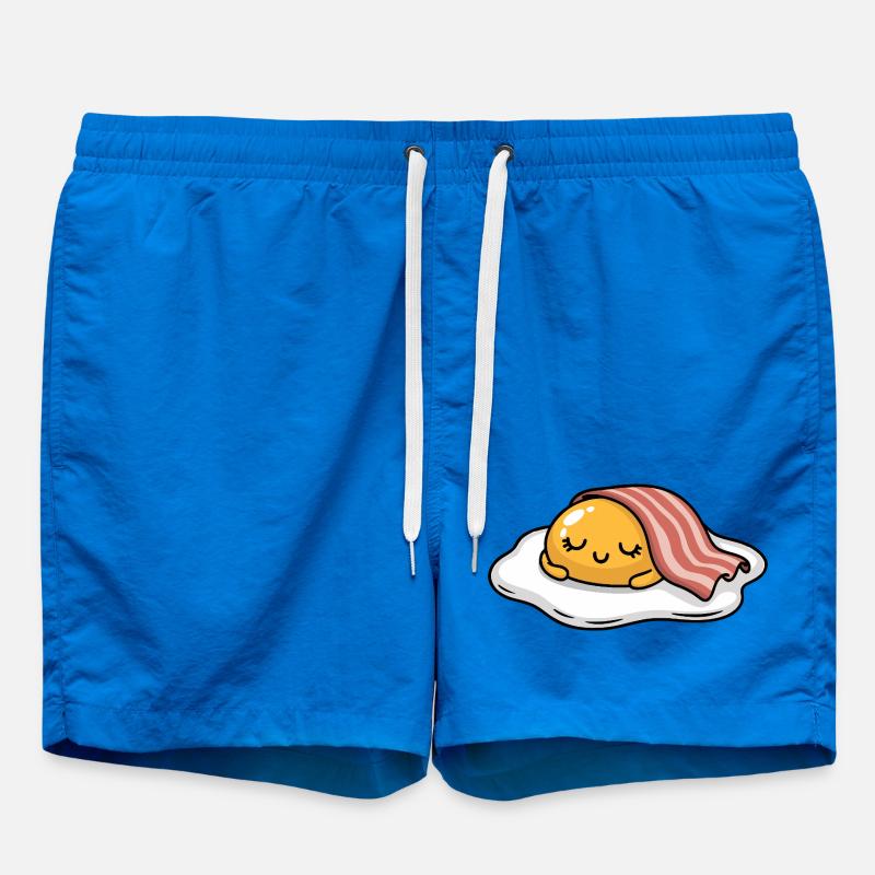 Sleeping Egg with Bacon Cartoon - Swim Trunks - cobalt blue