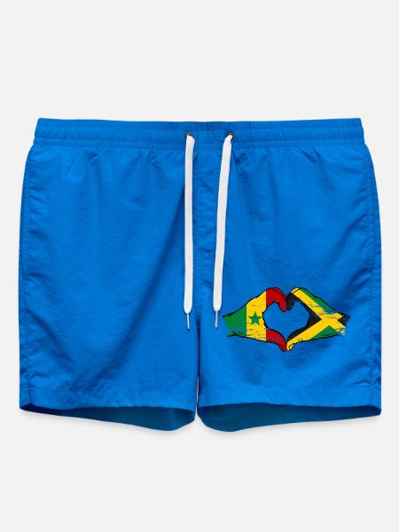 Senegal Jamaika Flagge Hände Herzform used - Badeshorts - Cobalt blue