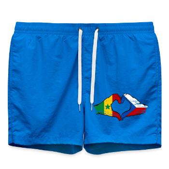 Sénégal République tchèque Drapeau Mains Coeur Forme - Short de bain - cobalt blue - Devant