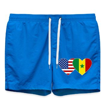 USA Senegal  Flagge Herz - Badeshorts - Cobalt blue - Vorne