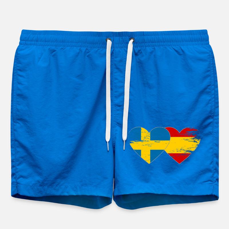 Suède Espagne Drapeau Coeur utilisé - Short de bain - cobalt blue
