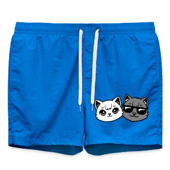 chatons mignons cool couple mâle chats noirs et blancs - Short de bain - cobalt blue - Devant